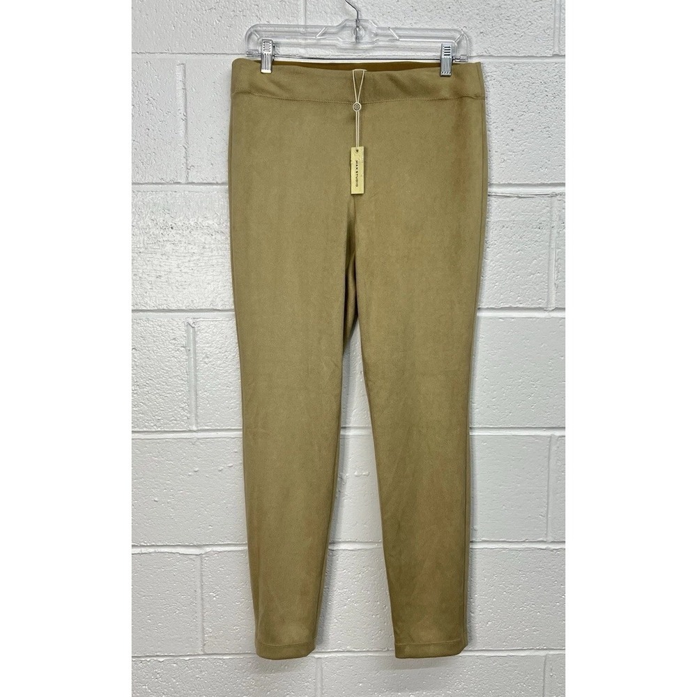 NWT Max Studio 1707M08‎ Vicuna Faux Suede Pull-on Flat Front Pants Size L
